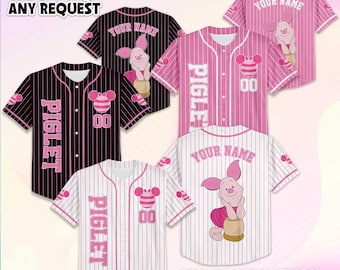 Personalized Piglet Baseball Jersey, Custom Disney Winnie the Pooh Baseball Shirt, Matching Disney Trip Outfit, Birthday Gift