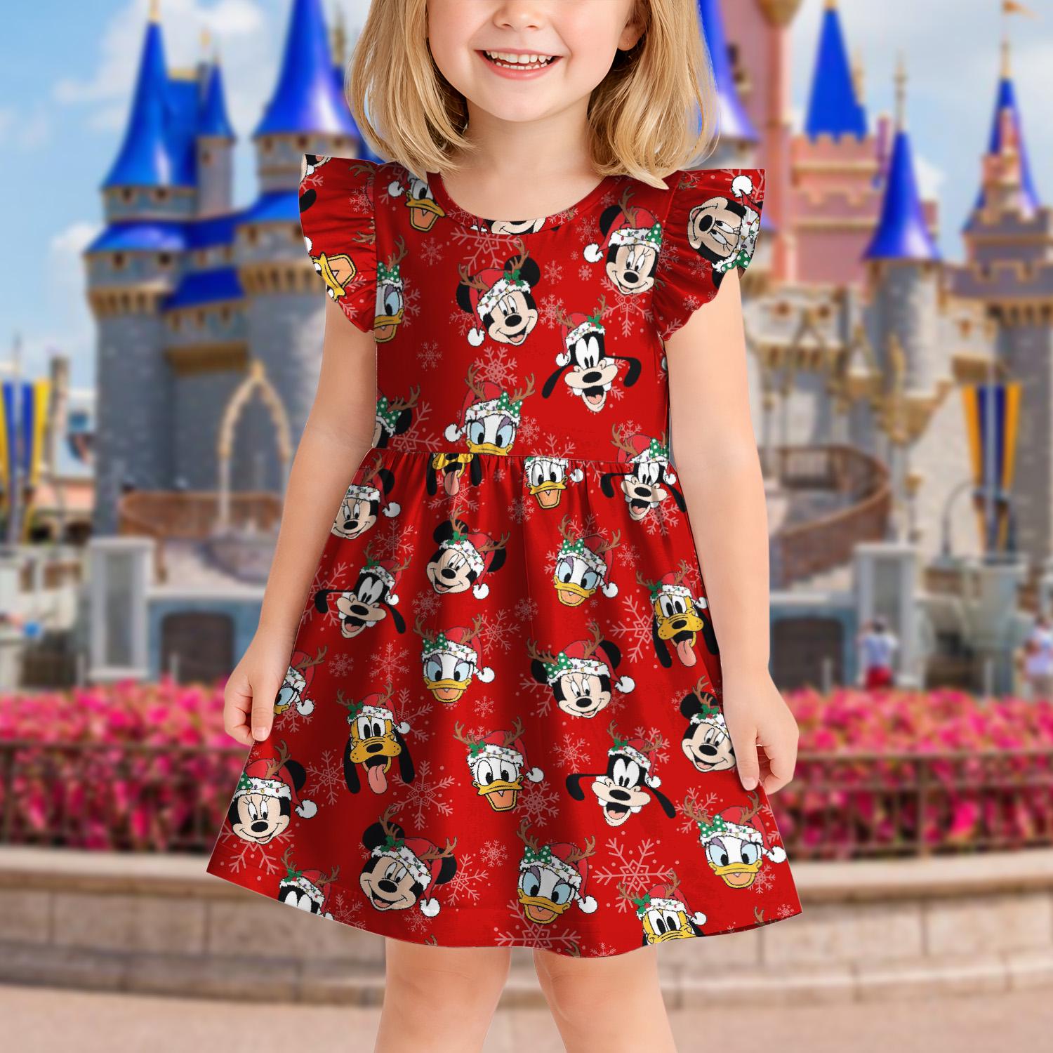 minnie mouse christmas dress toddler Holiday Baby girl size:S/UK10 WHS_AUG_2025 Zara blue floral dress have Disney themed outfit