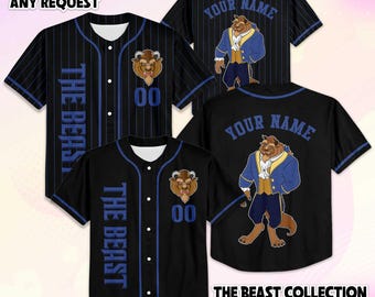 Camiseta de béisbol personalizada de La Bestia, camiseta personalizada de La Bella y la Bestia de Disney, atuendo de Magic Kingdom, regalo para pareja de Disney