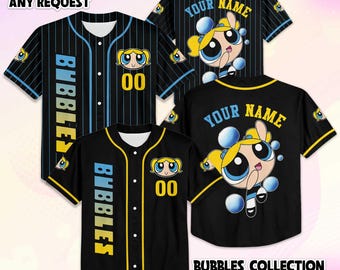 Custom Bubbles Baseball Jersey, The Powerpuff Girls Bubbles Shirt, Disney Family Matching Outfit, Gift for Fans