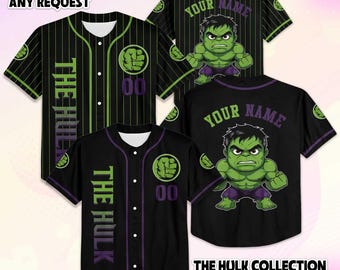 Camisa de beisebol personalizada do Hulk, camiseta de beisebol do Hulk da Disney, conjunto combinando para viagem à Disney, presente de aniversário da Disney