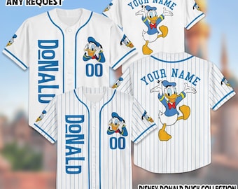 Personalized Disney Donald Duck Baseball Jersey, Custom Donald Duck Jersey, Disneyland Baseball Team Matching Outfit, Birthday Gifts