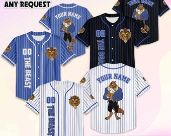 Personalized Disney The Beast Baseball Jersey, Custom Beauty and the Beast Jersey Shirt, Magic Kingdom Outfit, Disney Family Gift