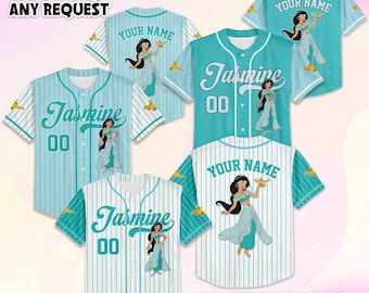 Personalisierte Jasmin Prinzessin Baseball Jersey, Benutzerdefinierte Aladdin Jersey Shirt