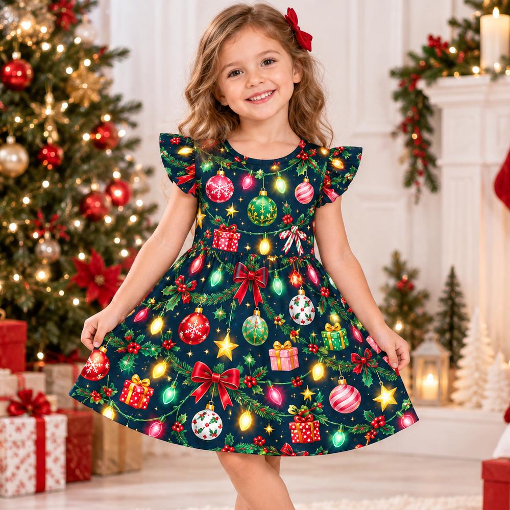 Girls Christmas Lights Dress