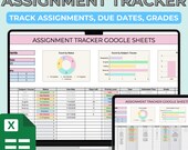 Assignment Tracker Student College Assignment Spreadsheet Academic Planner Google Sheets Excel Study Planner Template Project Tracker