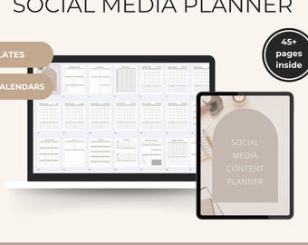 Content Planner Social Media Content Calendar: Editable Canva Template (Digital Download)