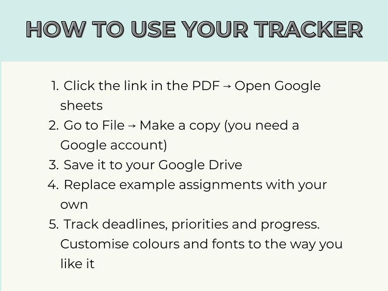 Assignment Tracker Excel Google Sheets Student Digital Planner ...
