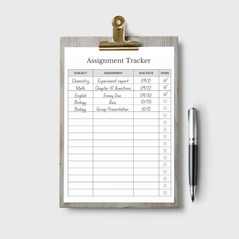 Subject Review Tracker Assignment Tracker Printable | Student Digital Planner, Homework ...