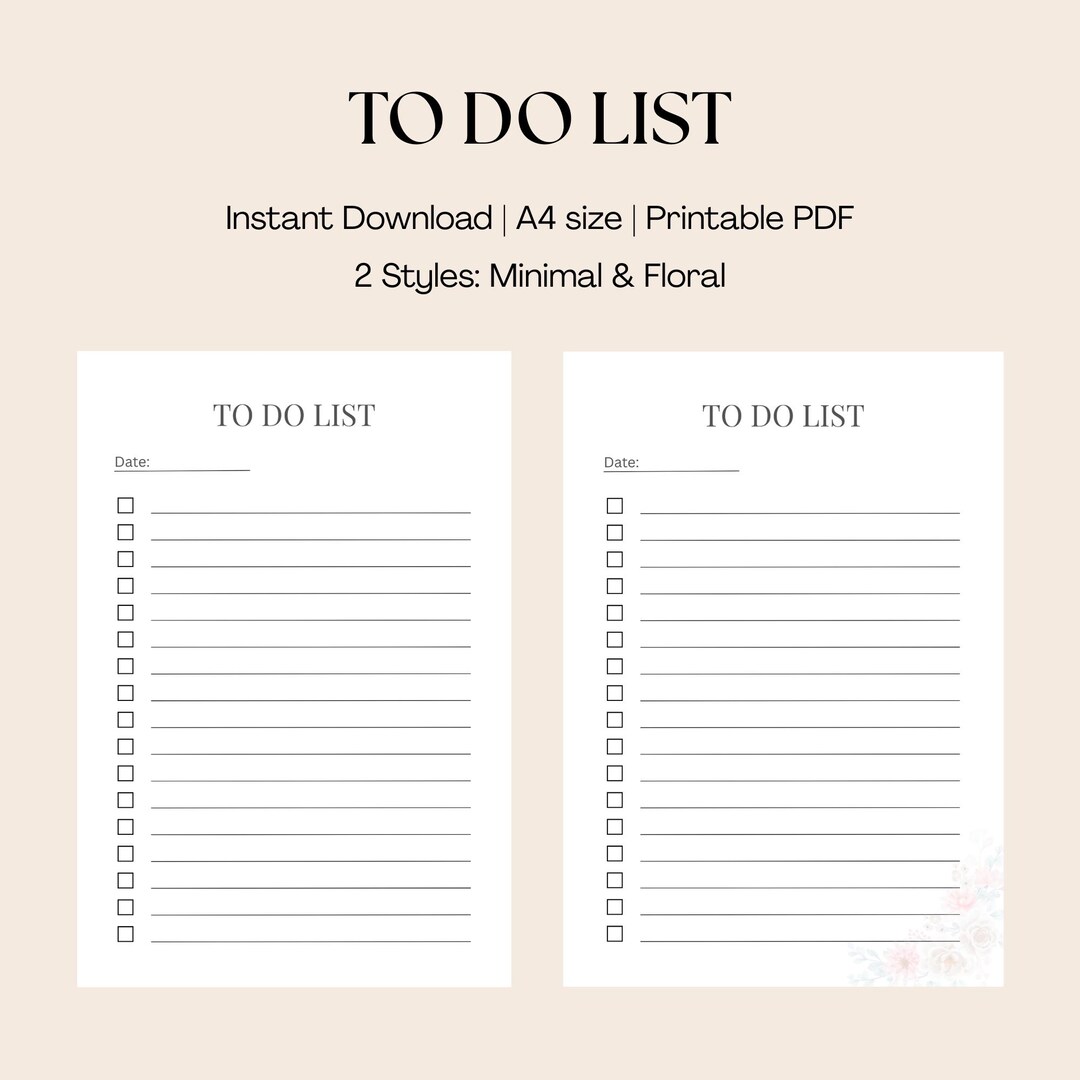 To Do List Printable A4 | Task List Tracker | Printable Bundle Template ...