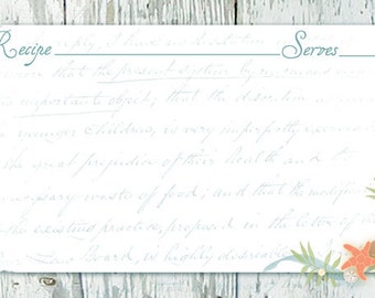 Beach Bridal Shower  Recipe Card (DIGITAL FILE) PERSONALIZED