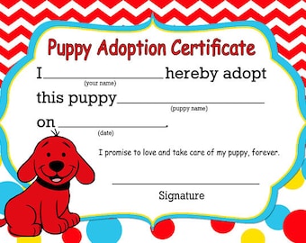 Puppy Days Adoption Certificate