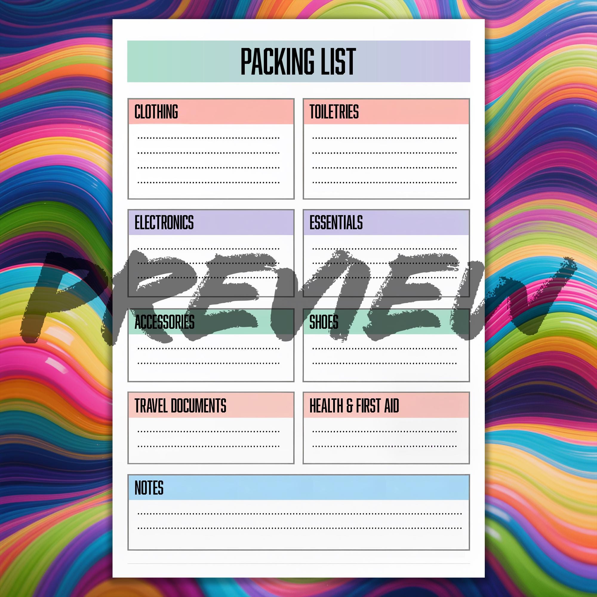 Travel Packing List Printable: Vacation Trip Planner (PDF Download ...
