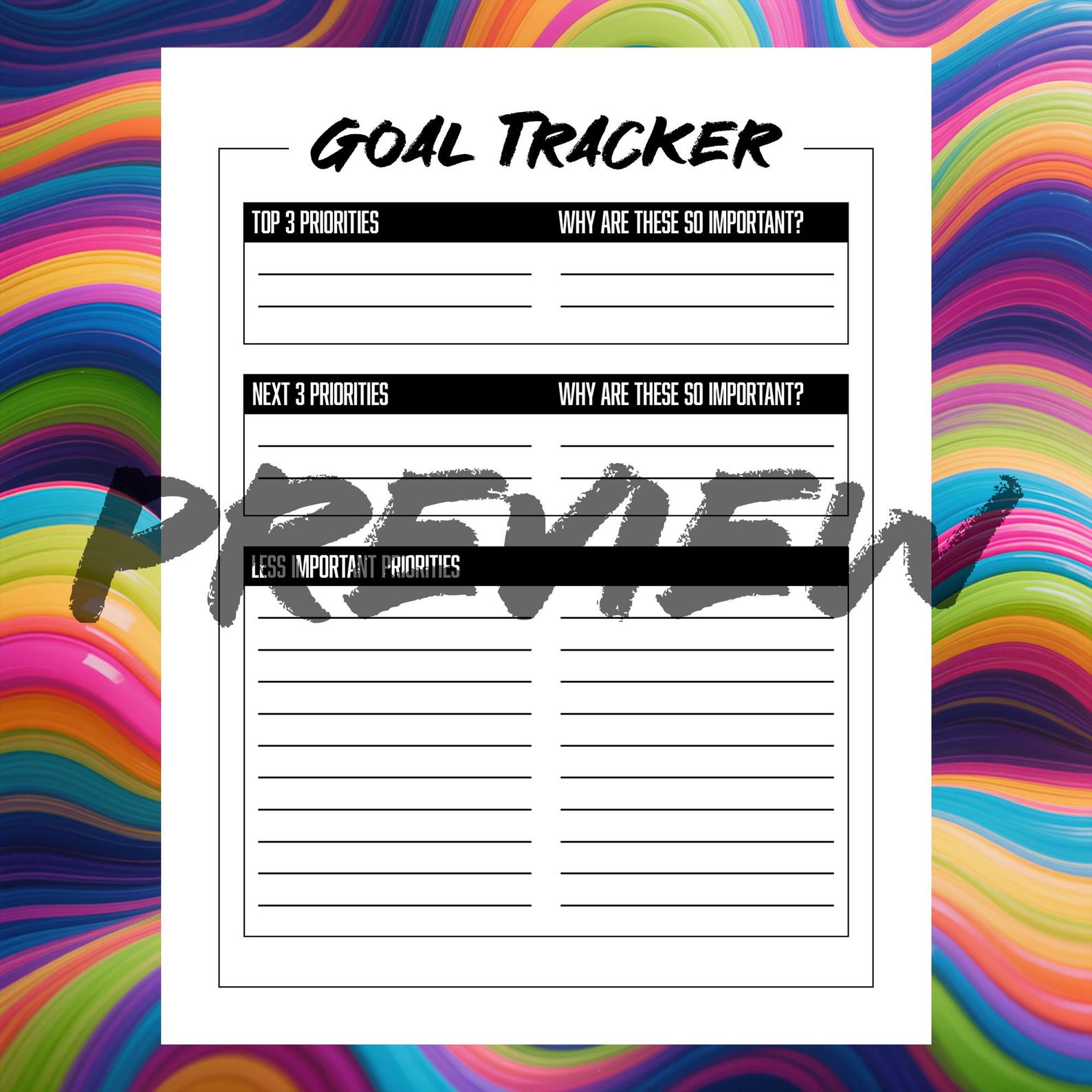 Goal Tracker Printable PDF | Goal Setting & Progress Planner | Track ...