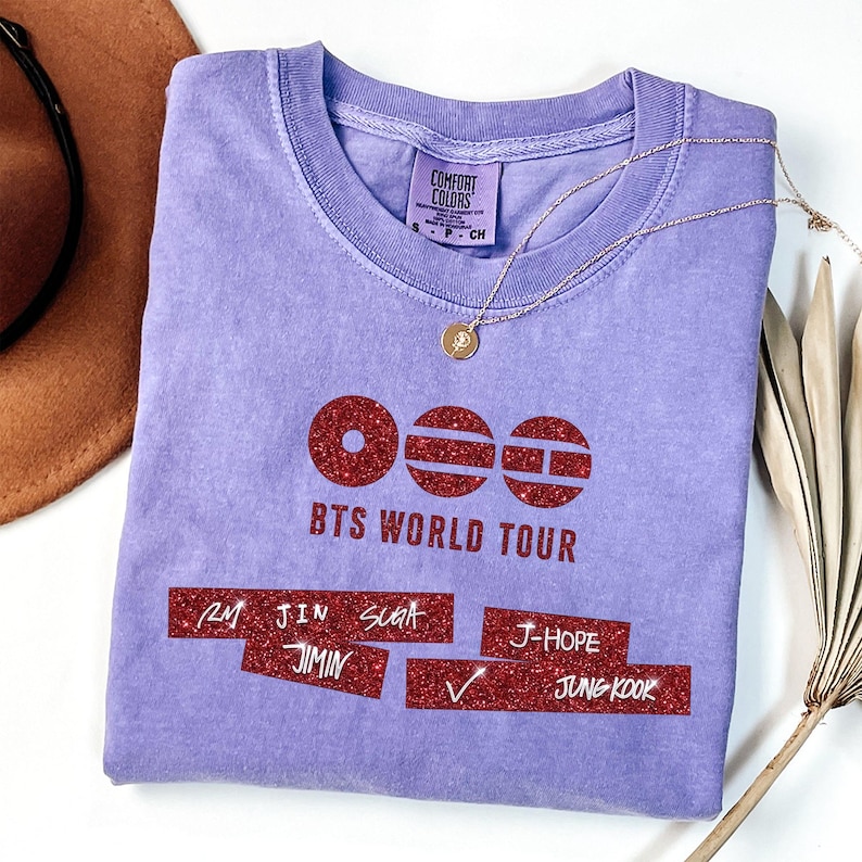 Arirang BTS Shirt, Comfort Colors® BTS World Tour 2026 Tee, Bangtan Kpop Army Shirt, BTS Member Graphic Tee Violet