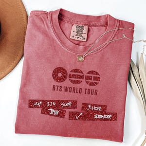 Arirang BTS Shirt, Comfort Colors® BTS World Tour 2026 Tee, Bangtan Kpop Army Shirt, BTS Member Graphic Tee Crimson