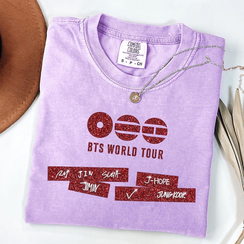 Arirang BTS Shirt, Comfort Colors® BTS World Tour 2026 Tee, Bangtan Kpop Army Shirt, BTS Member Graphic Tee Orchid