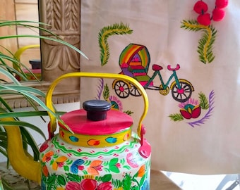 hand painted kettle,mugset,tray