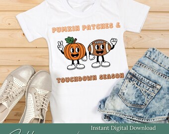 Patch citrouille et saison des atterrissages fichier png | Fichier numérique de la saison de football | Dessins mignons de football |  Coquette de football png