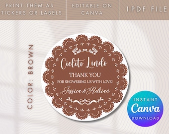 Designs d'étiquettes modifiables sur toile Cielito Lindo | Stickers Thème Cielito Lindo | Téléchargement numérique de Cielito Lindo | Etiquettes Cielito Lindo pour babyshower