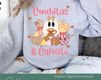 Conchitas y cafecito fichier png | Fichier PNG | Coquette Conchitas en téléchargement numérique | Conception numérique Conchas Y Cafecito | Pan Dulce png