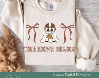 Fichier png de la saison des Touchdowns | Fichier numérique de la saison de football | Dessins mignons de football |  Coquette de football png | Joli fichier de sweat-shirt de football