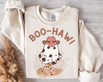 Joli fichier png d'Halloween western, téléchargement numérique de fantômes mignons, booohaw png, png d'Halloween à la mode