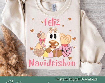 Feliz Navideishon Fichier PNG | Feliz Navidad Fichier PNG | Coquette Conchitas en téléchargement numérique | Conception numérique Conchitas et Cafecito | Conques