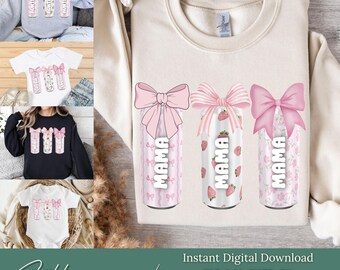 Coquette familiale à motifs mignons | Fichier numérique Coquette | Coquettes mignonnes | Boisson coquette tendance PNG |  Conception mignonne de maman et de mini png