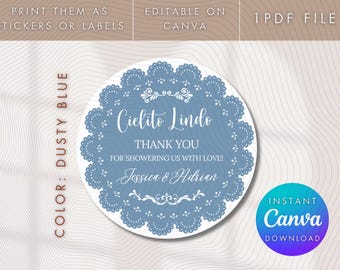 Designs d'étiquettes modifiables sur toile Cielito Lindo | Stickers Thème Cielito Lindo | Téléchargement numérique de Cielito Lindo | Etiquettes Cielito Lindo pour babyshower