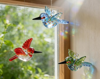 Mundgeblasener Glas Vogel Suncatcher, Fensterschmuck