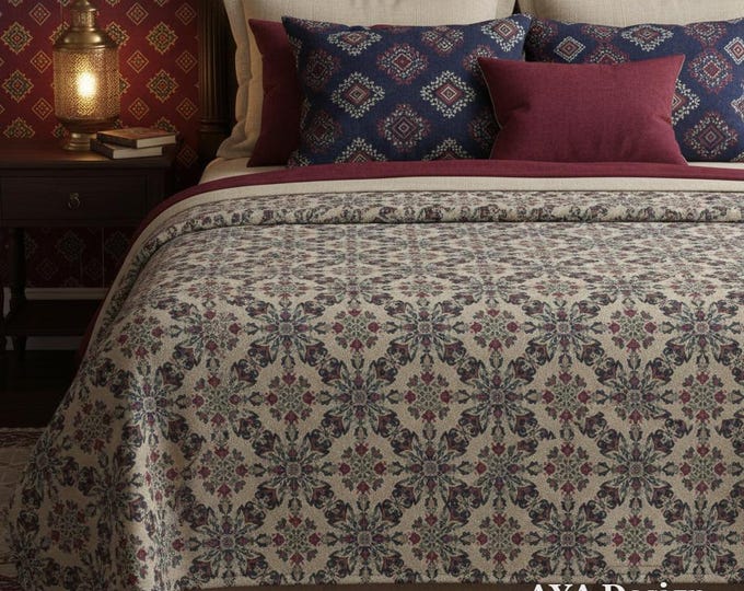 Ajrak Design Fleece Blanket | Sindhi Block Print Throw | Bohemian Bedspread | South Asian Heritage Decor