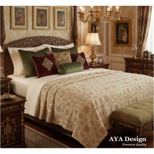 Manta de forro polar vintage con estampado floral mogol / Manta bohemia botánica con estampado paisley