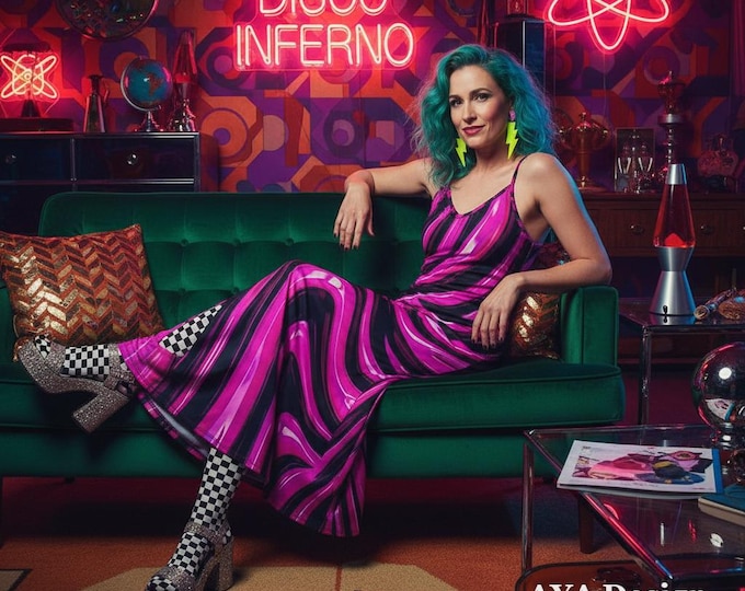 Y2K Hot Pink Zebra Maxi Dress | Neon Fuchsia Festival Slip Outfit