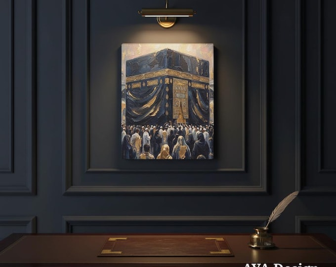 Islamic Kaaba Canvas Print | Modern Mecca Wall Art, Hajj Umrah Decor (8x10)