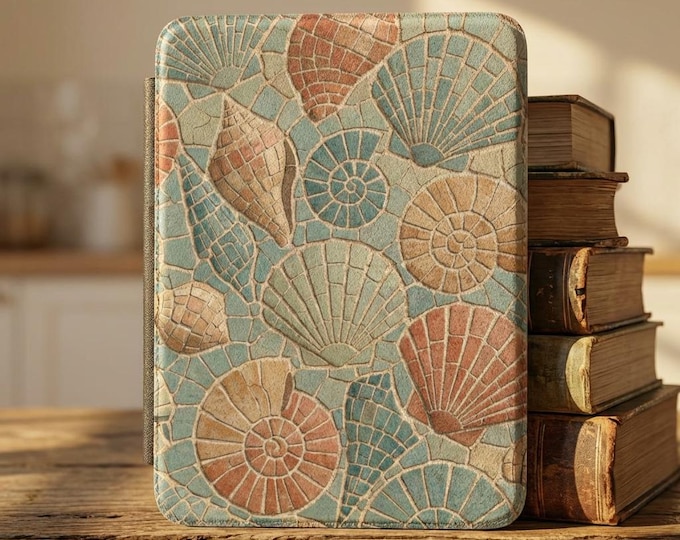 Seashell Mosaic Kindle Case | Nautical Beach Shell E-reader Cover