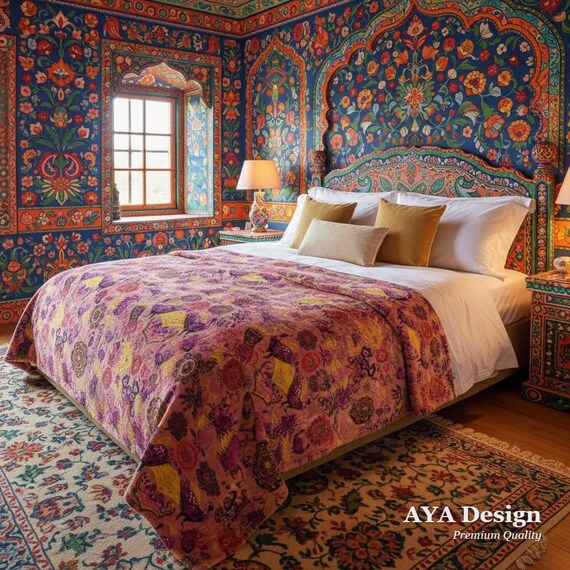 Pakistani Truck Art Fleece Blanket | Vibrant Psychedelic Boho Throw