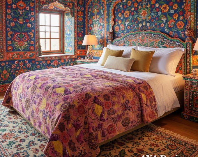 Pakistani Truck Art Fleece Blanket | Vibrant Psychedelic Boho Throw