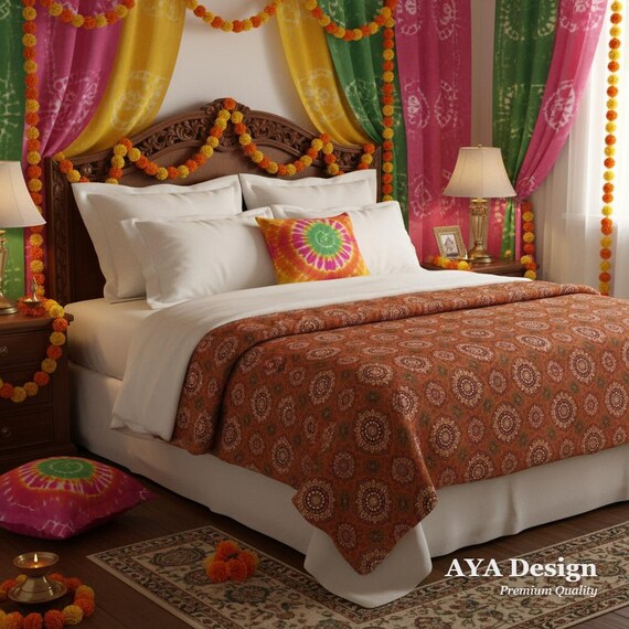 Ultra-Soft Chunri Blanket, Bandhani Throw, South Asian Fleece Bedding, Bohemian Decor Gift