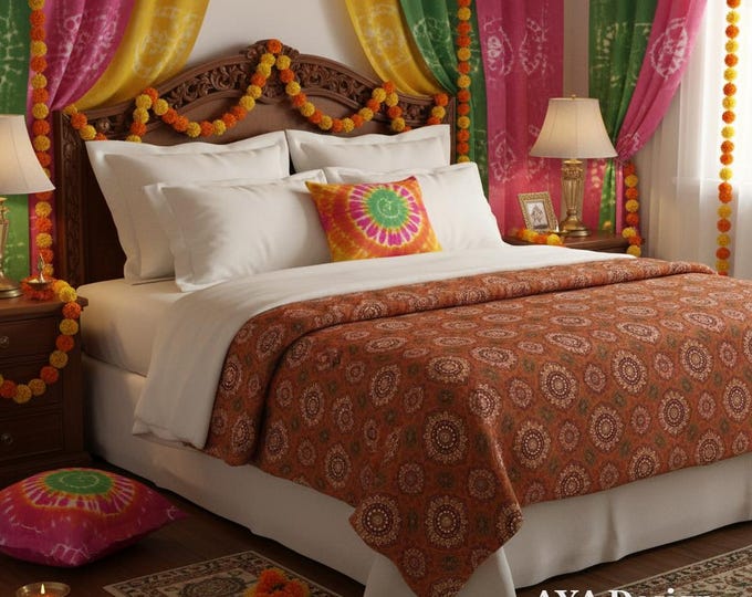 Ultra-Soft Chunri Blanket, Bandhani Throw, South Asian Fleece Bedding, Bohemian Decor Gift