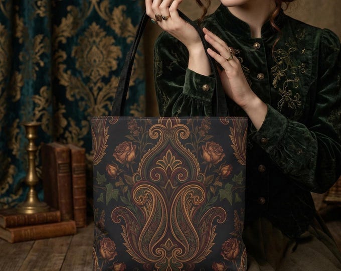 Featured listing image: Vintage Floral Damask Tote Bag | Baroque Rose Pattern