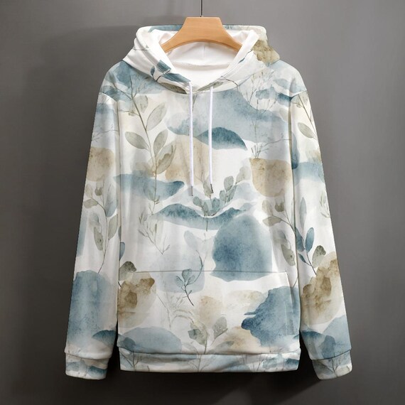 Botanical Watercolor Hoodie | Cozy Cottagecore Sweater | Nature Lover Pullover