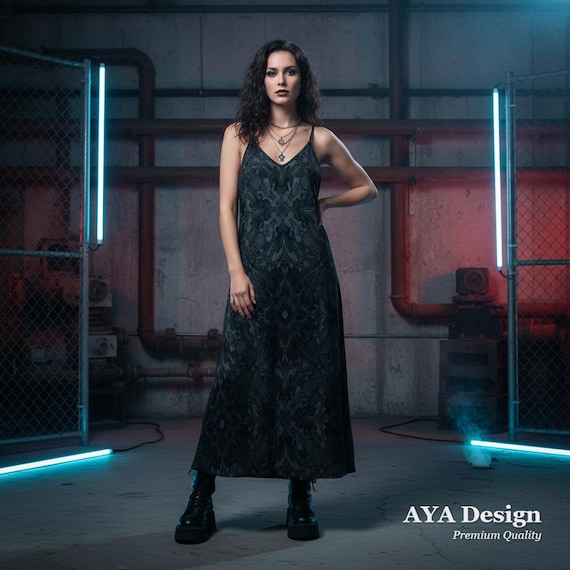 Cathedral Print Maxi Slip Dress | Dark Romance, Gothic, Vampy Style
