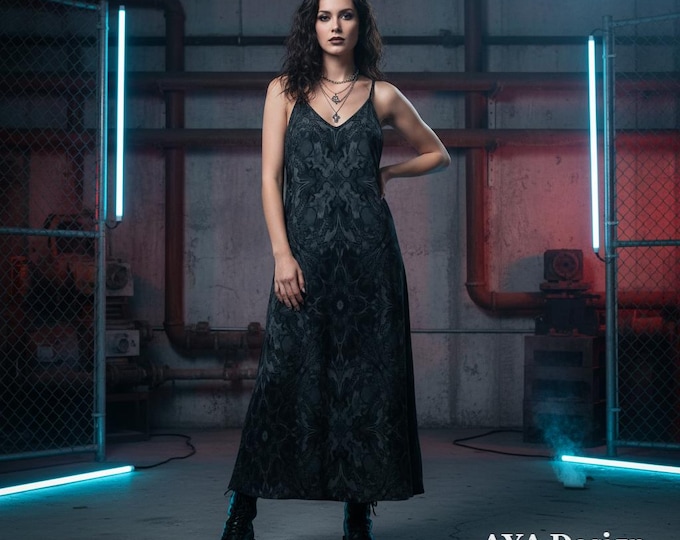 Cathedral Print Maxi Slip Dress | Dark Romance, Gothic, Vampy Style