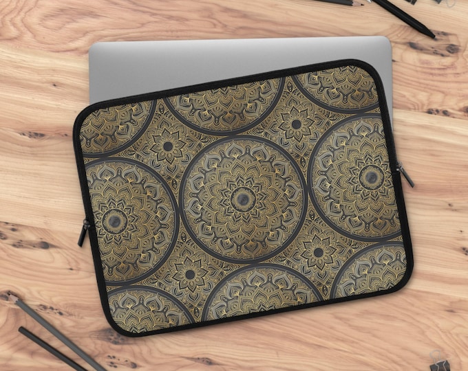 Mughal Mehndi Floral Laptop Sleeve | Henna-Inspired Design