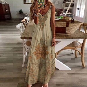 Vestido largo bohemio, vestido largo floral, vestido largo de verano, regalo para ella imagen 8