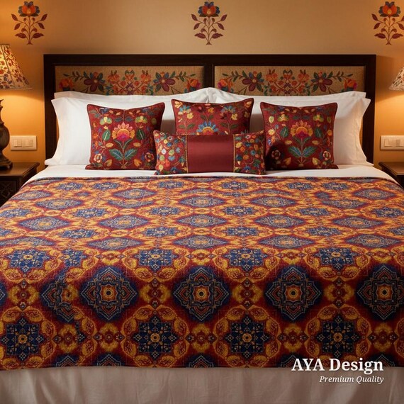 Bandhani Print Fleece Blanket | Indian Chunri Throw | Vibrant Boho Couch Bedding