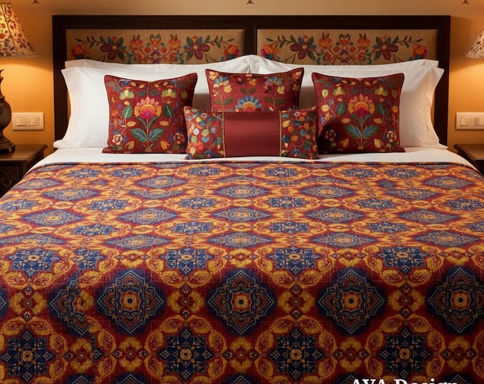 Bandhani Print Fleece Blanket | Indian Chunri Throw | Vibrant Boho Couch Bedding