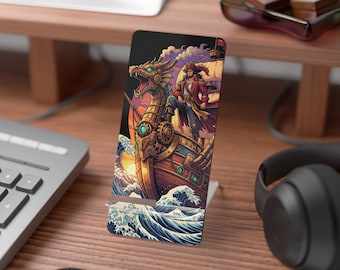 Soporte de exhibición móvil / base para teléfono inteligente con ilustración de barco vikingo Amine