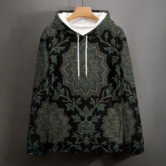 Mandala Print Hoodie | Oversized Pullover, Plus Size Streetwear
